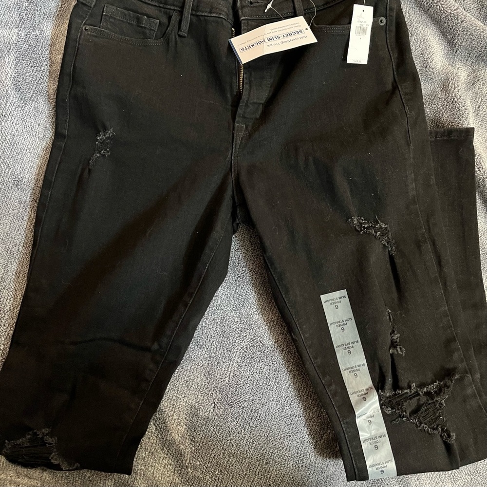 Old Navy, black, power slim, straight leg, jean